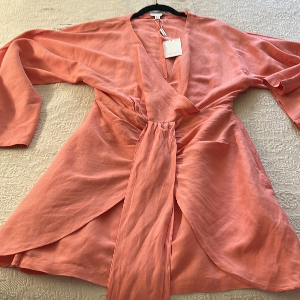 ASOS Pretty Lavish knot front mini dress in pink - size 6 - Picture 4 of 7